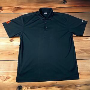 Nike Golf Dri Fit Shirt Men XL Black Polo Country Club Embroidered Check Outdoor